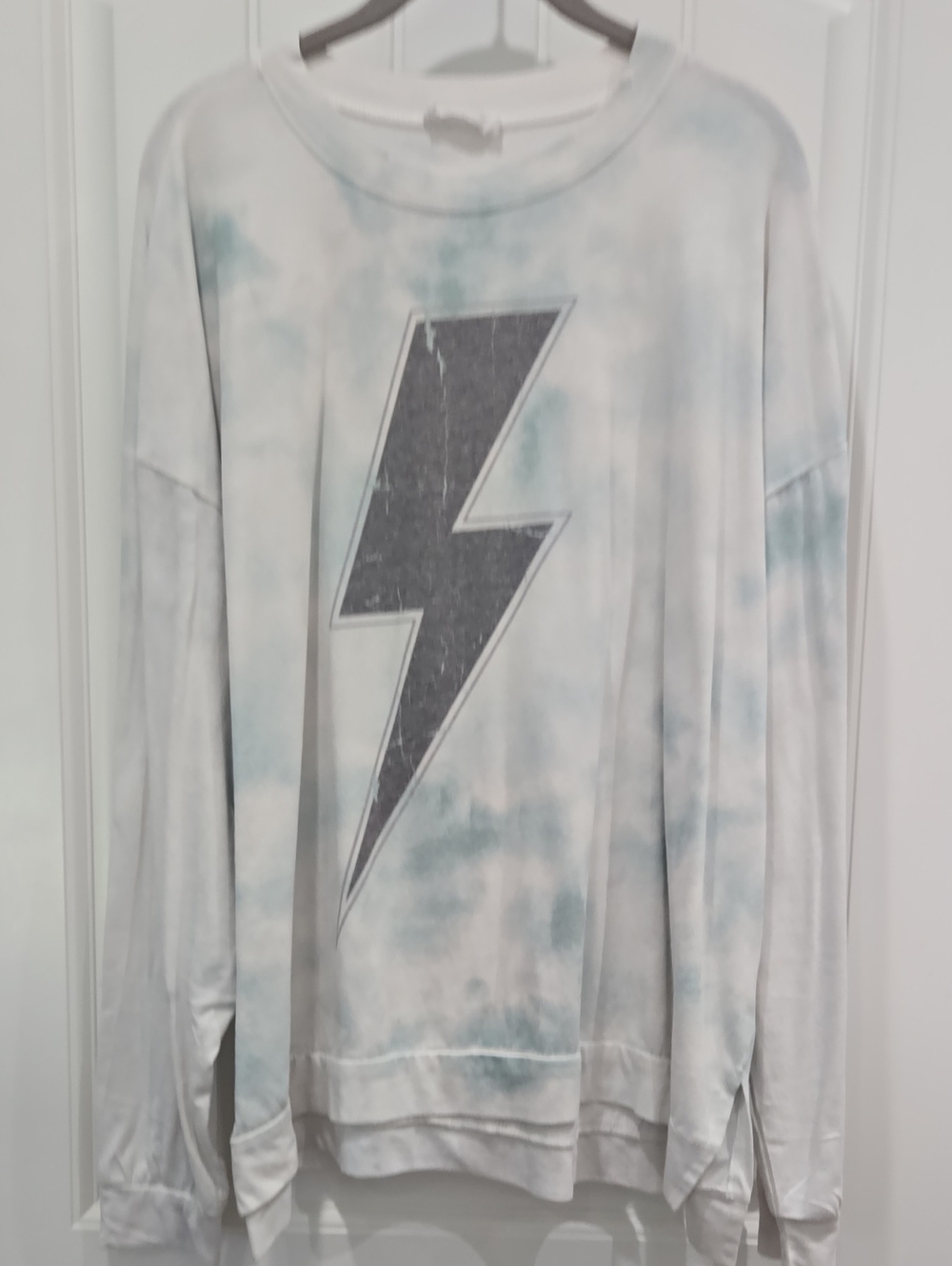Phil Love Tie-Dye Lightning Bolt Pullover - Light Blue & White